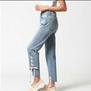 Hidden Tracey high rise lace bottom jeans